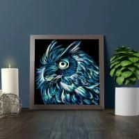 Неоновый филин, 25х25 см