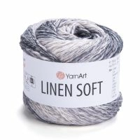 Linen soft YarnArt - 7406 (бел/черн/сер)