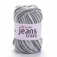 Jeans Crazy (YarnArt) - 7209 (белый/серый/сирен)