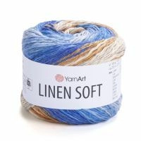 Linen soft YarnArt - 7411 (синий/песок/крем)