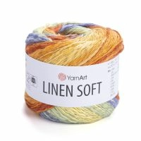 Linen soft YarnArt - 7412 (салат/оранж/син)