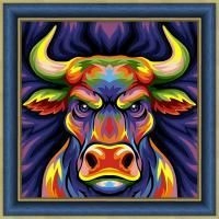 Цветной бык, 25х25 см