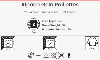 Alpaca gold paillettes YarnArt