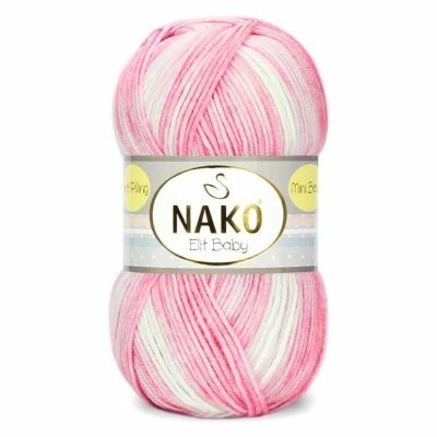 Пряжа оптом Малик Elit Baby mini batik (NAKO) - 32463 (бел/роз/сер)