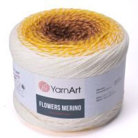Flowers Merino (YarnArt) - 555 (белый/желтый/горчица)