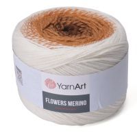 Flowers Merino (YarnArt) - 559 (белый/св.терракот/коричневый)