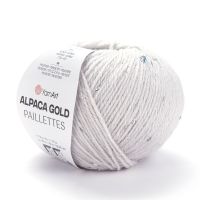 Alpaca gold paillettes YarnArt - 9303 (белый)