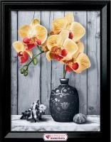 АЖ-1865 Картина стразами 'Орхидея на мраморе' 30*40см