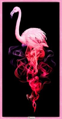 Фламинго в дыму, 30х60 см.