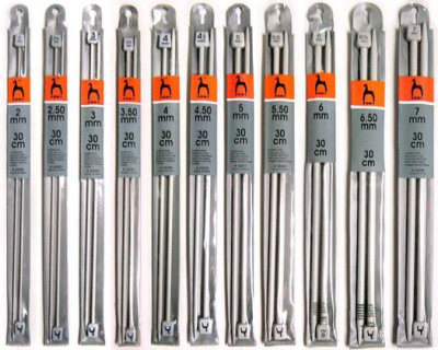 Спицы вязальные прямые 30 см. в чехле (Pony)